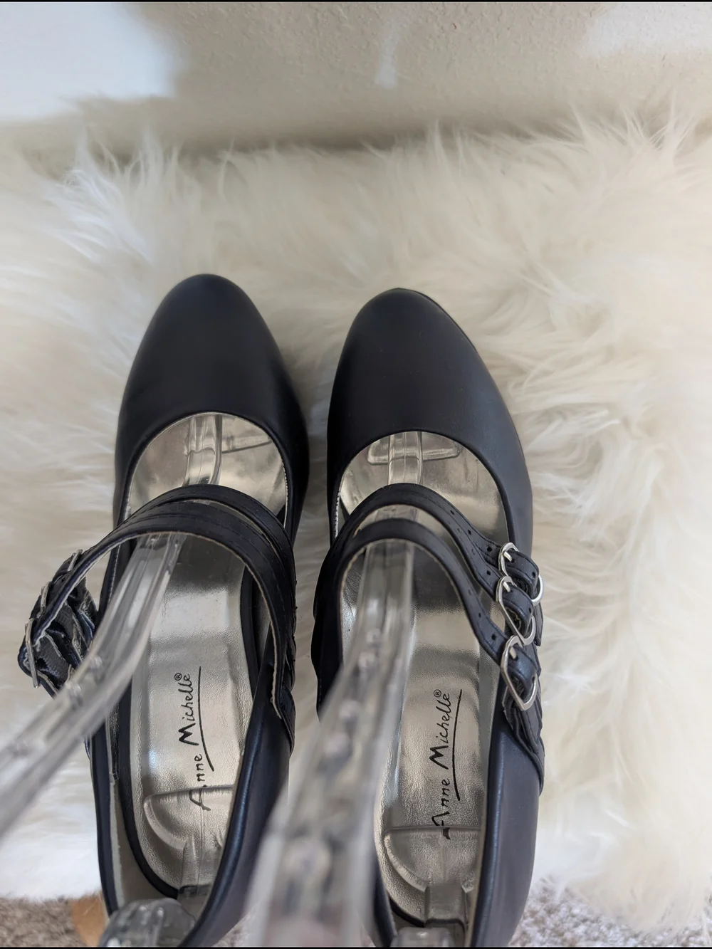 Womens Navy Platform Mary Jane Heels